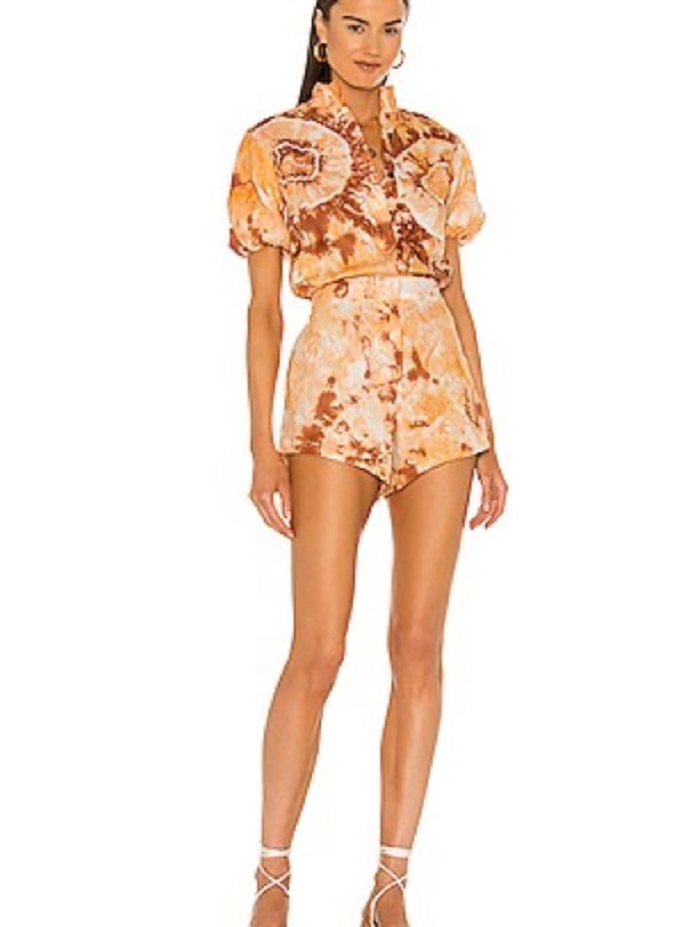 REVOLVE brand SWF Orange Tie-Dye High-Waist Women’s Romper